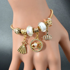 Pulsera De Plata Con Dijes - Bañado en oro