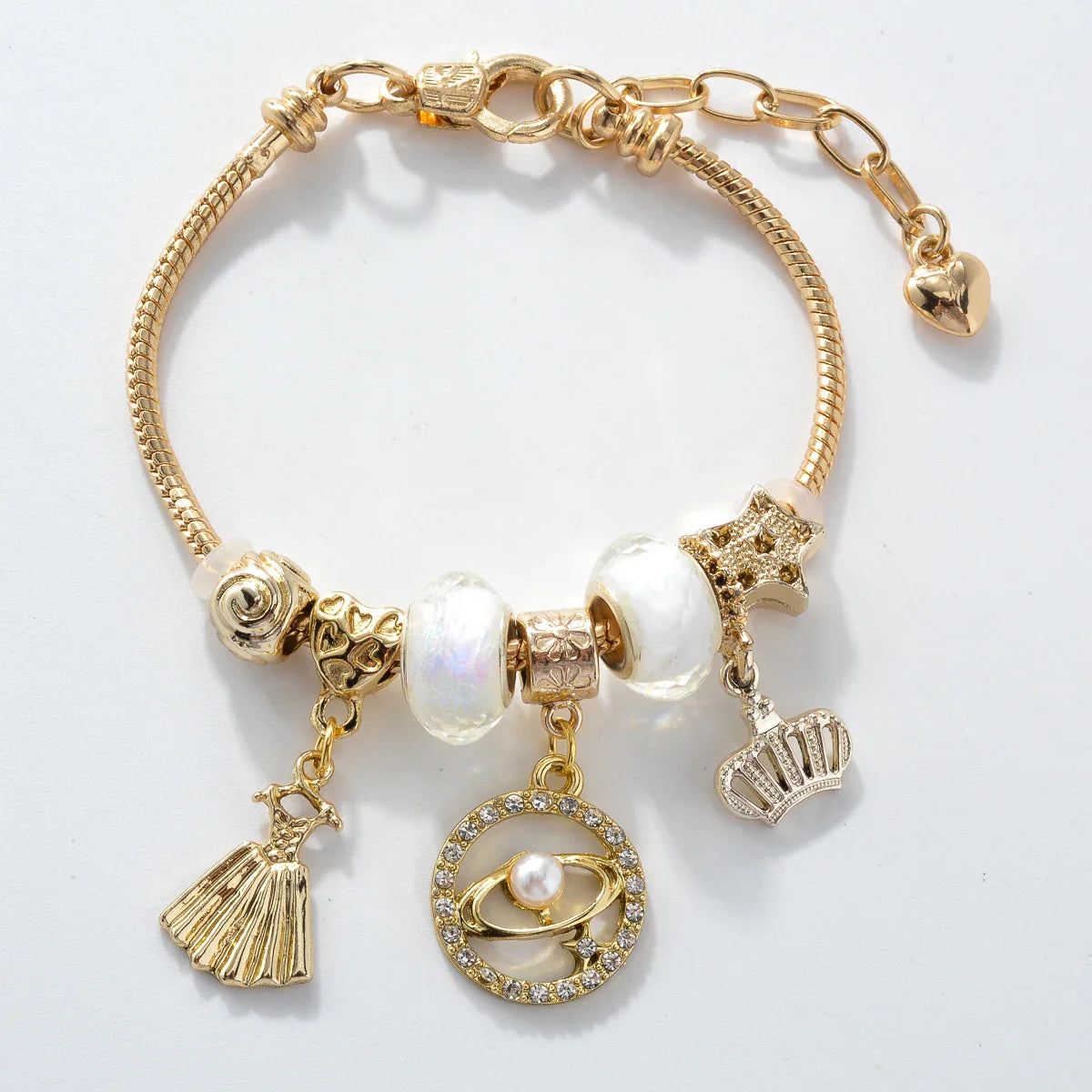 Pulsera De Plata Con Dijes - Bañado en oro